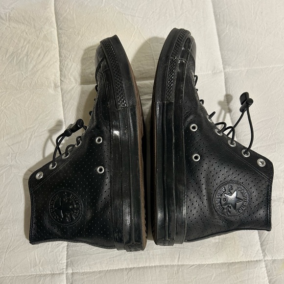 Converse John Varvatoes black leather high-top sneakers men’s 9 women’s 11 - Picture 3 of 8